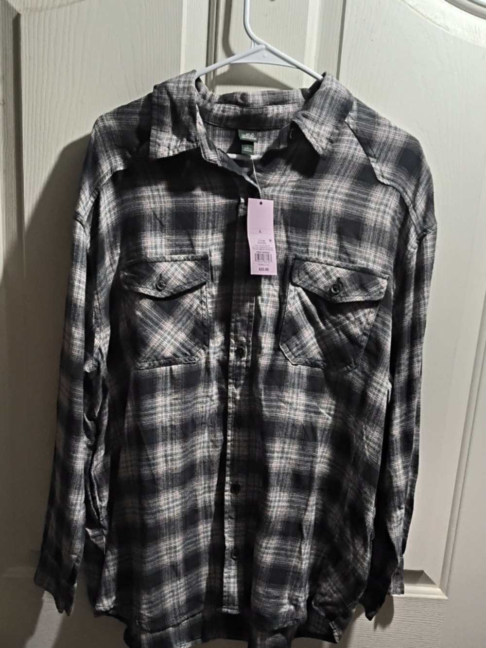 wild fable Black and Gray Plaid Button-Up Shirt